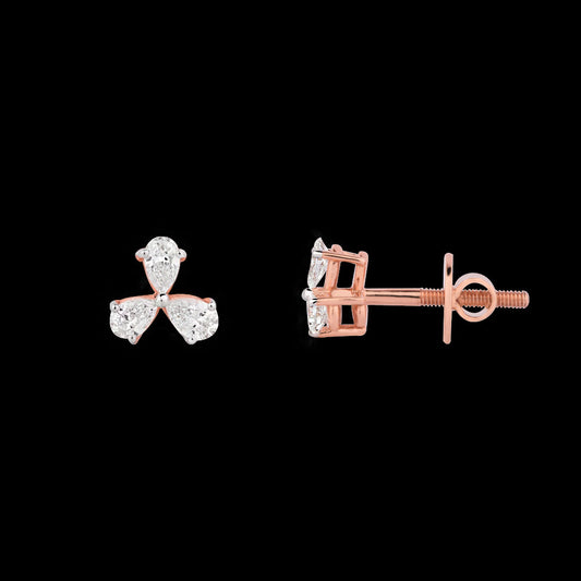 18K Rose Gold Diamond Earrings - 0.351ct VS-SI-EF