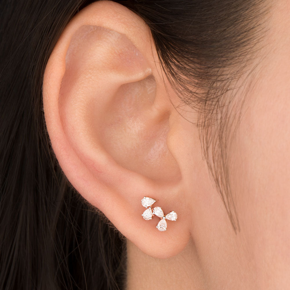18K Rose Gold Diamond Earrings - 0.447ct VS-SI-EF