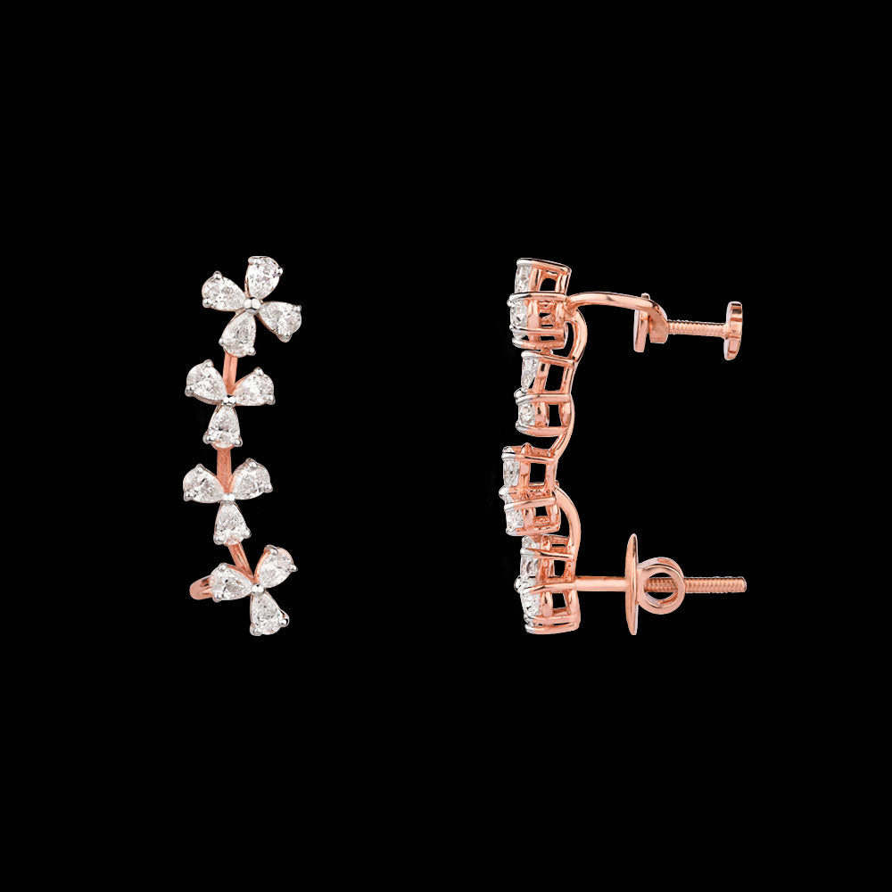 18K Rose Gold Diamond Earrings - 1.181ct VS-SI-EF
