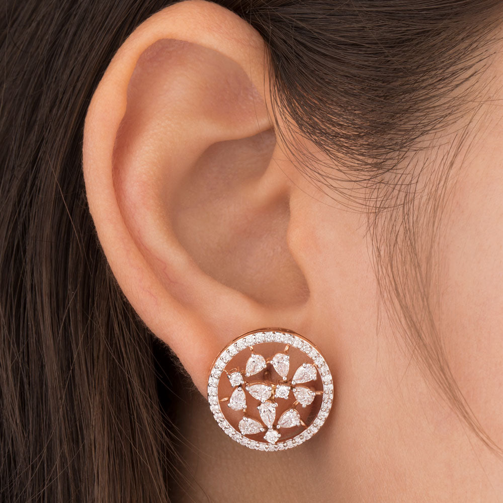 18K Rose Gold Diamond Earrings - 1.981ct VVS-VS-EF