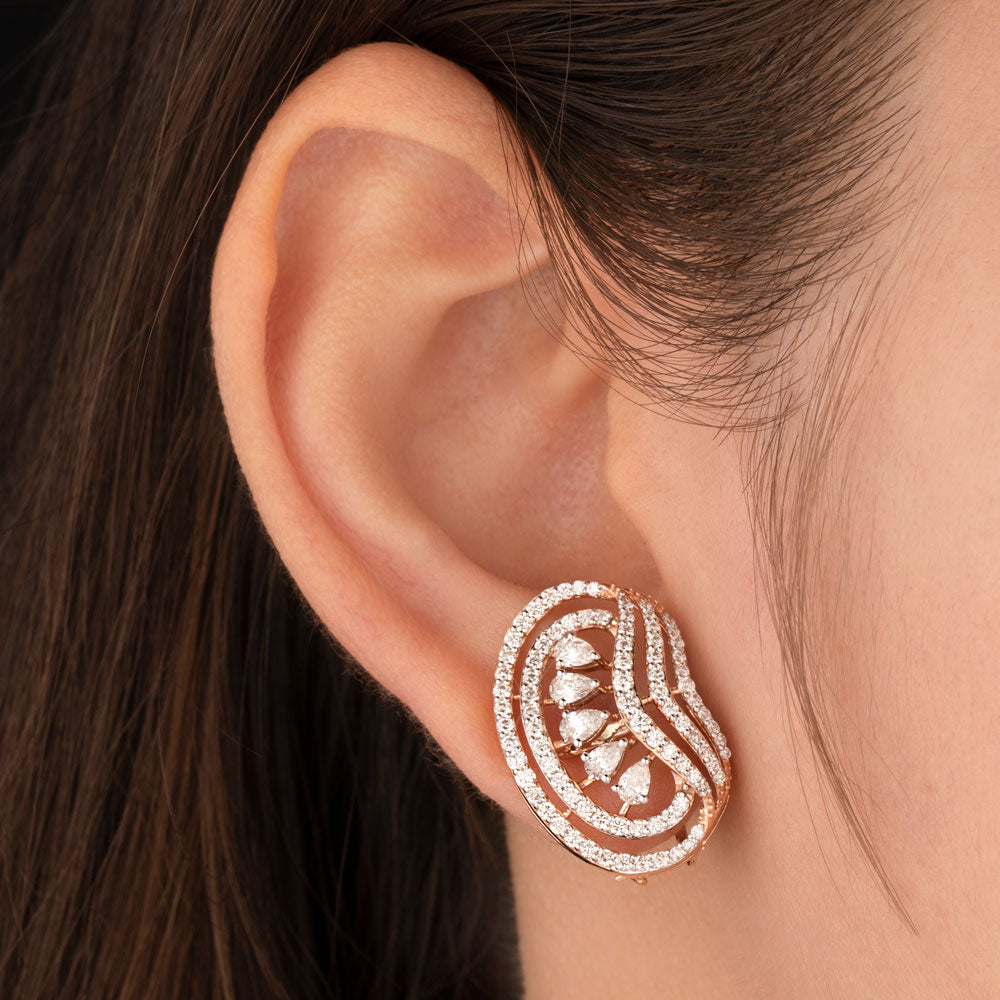 18K Rose Gold Diamond Earrings - 2.069ct VVS-VS-HI