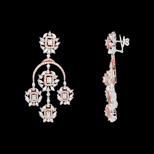 18K Rose Gold Diamond Earrings - 15.23ct VVS-VS-GH