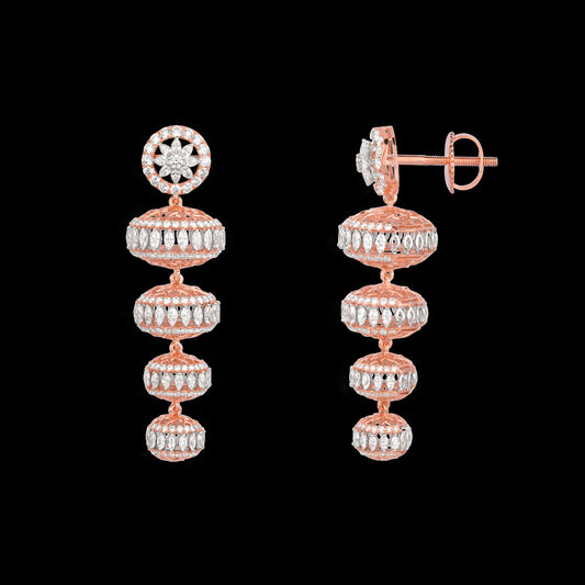 18K Rose Gold Diamond Earrings - 7.196ct VVS-EF