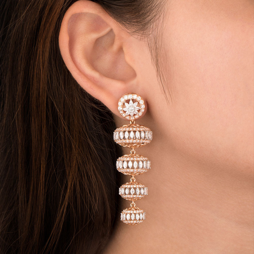 18K Rose Gold Diamond Earrings - 7.196ct VVS-EF