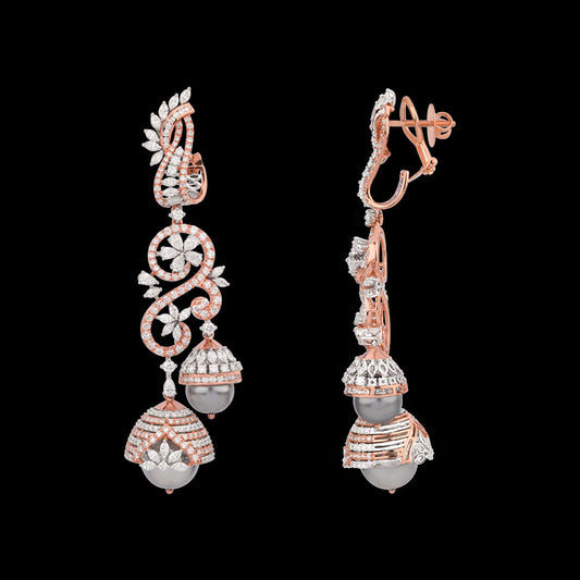 18K Rose Gold Diamond Earrings - 8.078ct VVS-EF with Colour Stones