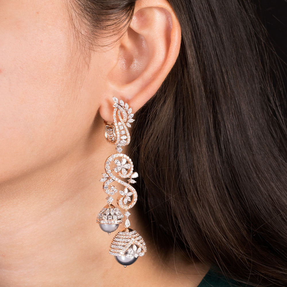 18K Rose Gold Diamond Earrings - 8.078ct VVS-EF with Colour Stones