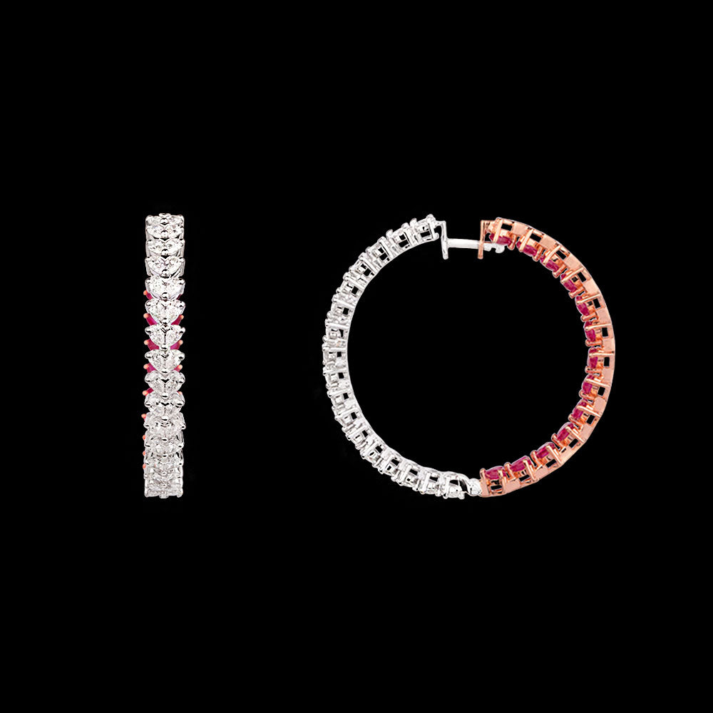 18K Rose Gold Diamond Earrings - 2.72ct VVS-EF with Colour Stones