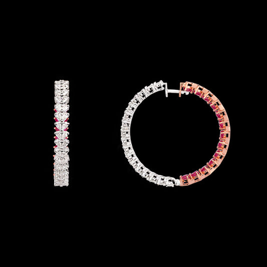18K Rose Gold Diamond Earrings - 2.72ct VVS-EF with Colour Stones