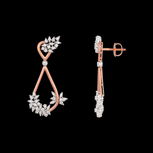 18K Rose Gold Diamond Earrings - 2.941ct VVS-EF