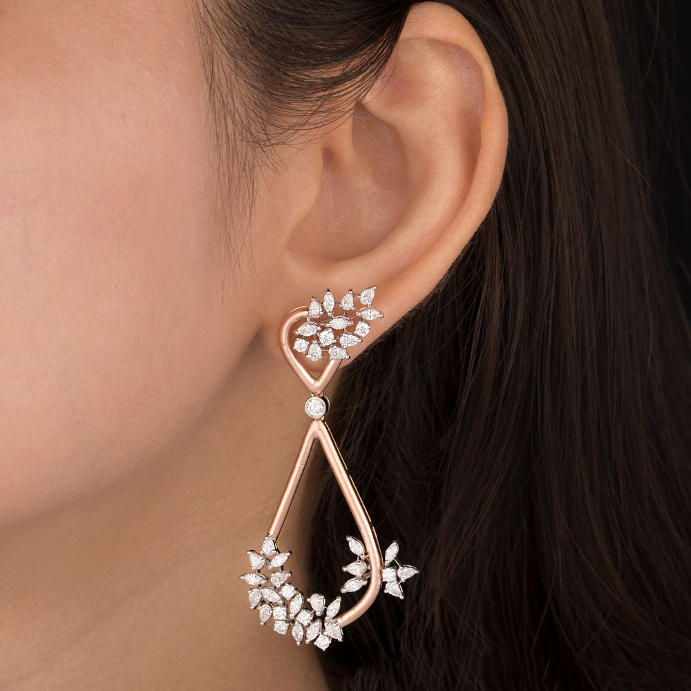 18K Rose Gold Diamond Earrings - 2.941ct VVS-EF