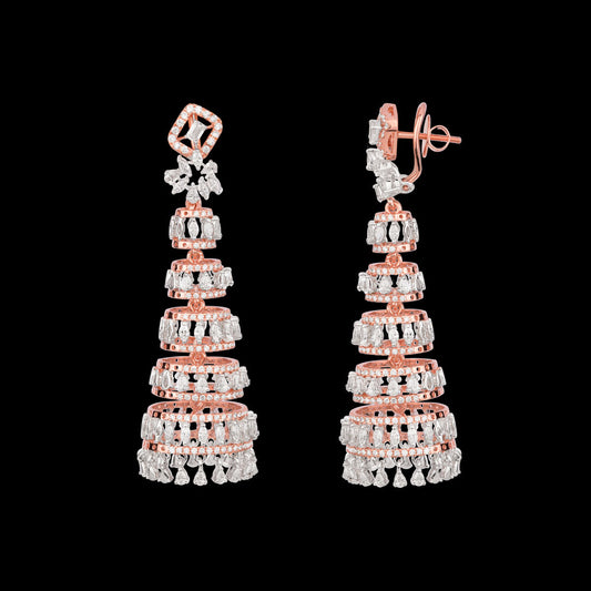 18K Rose Gold Diamond Earrings - 7.285ct VVS-VS-EF