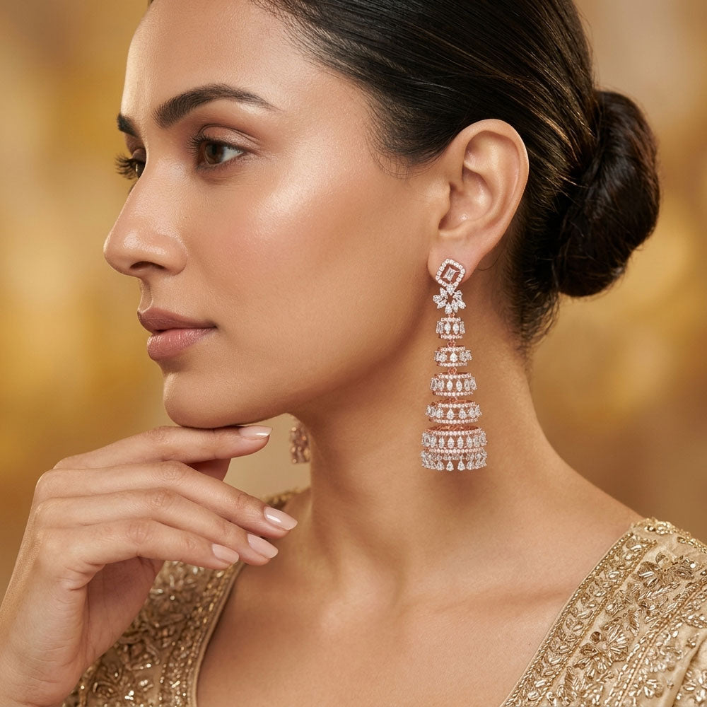 18K Rose Gold Diamond Earrings - 7.285ct VVS-VS-EF