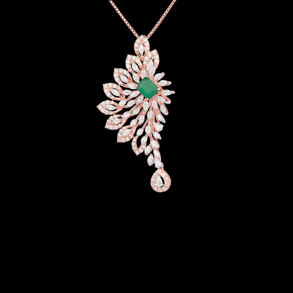 18K Rose Gold Diamond Pendant - 2.265ct VVS-EF with Colour Stones