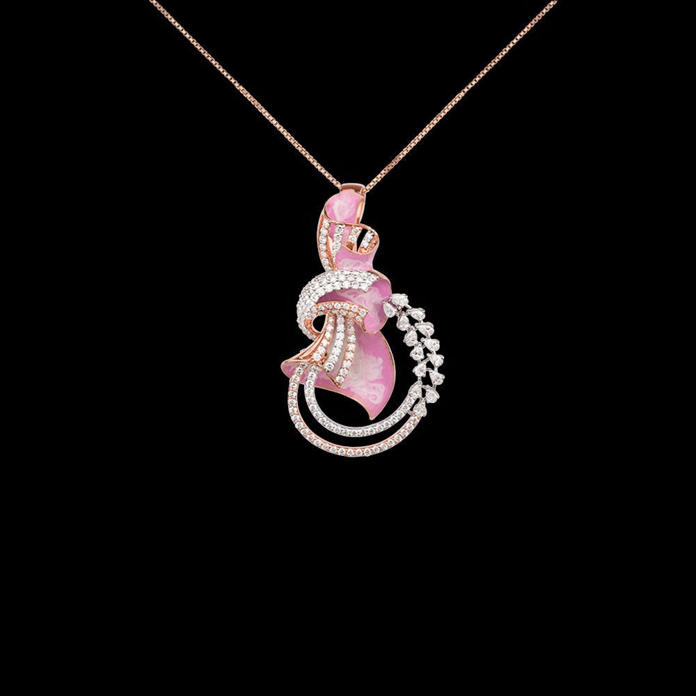 18K Rose Gold Diamond Pendant - 2.718ct VVS-EF with Colour Stones