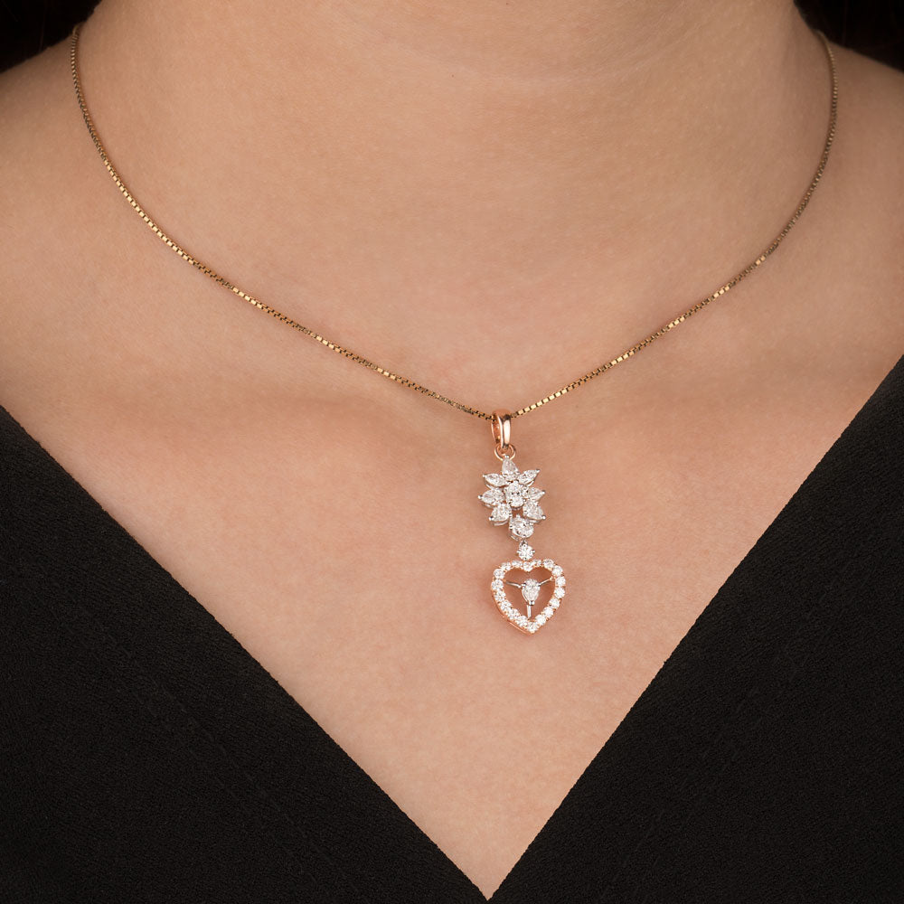 18K Rose Gold Diamond Pendant - 1.065ct VVS-EF