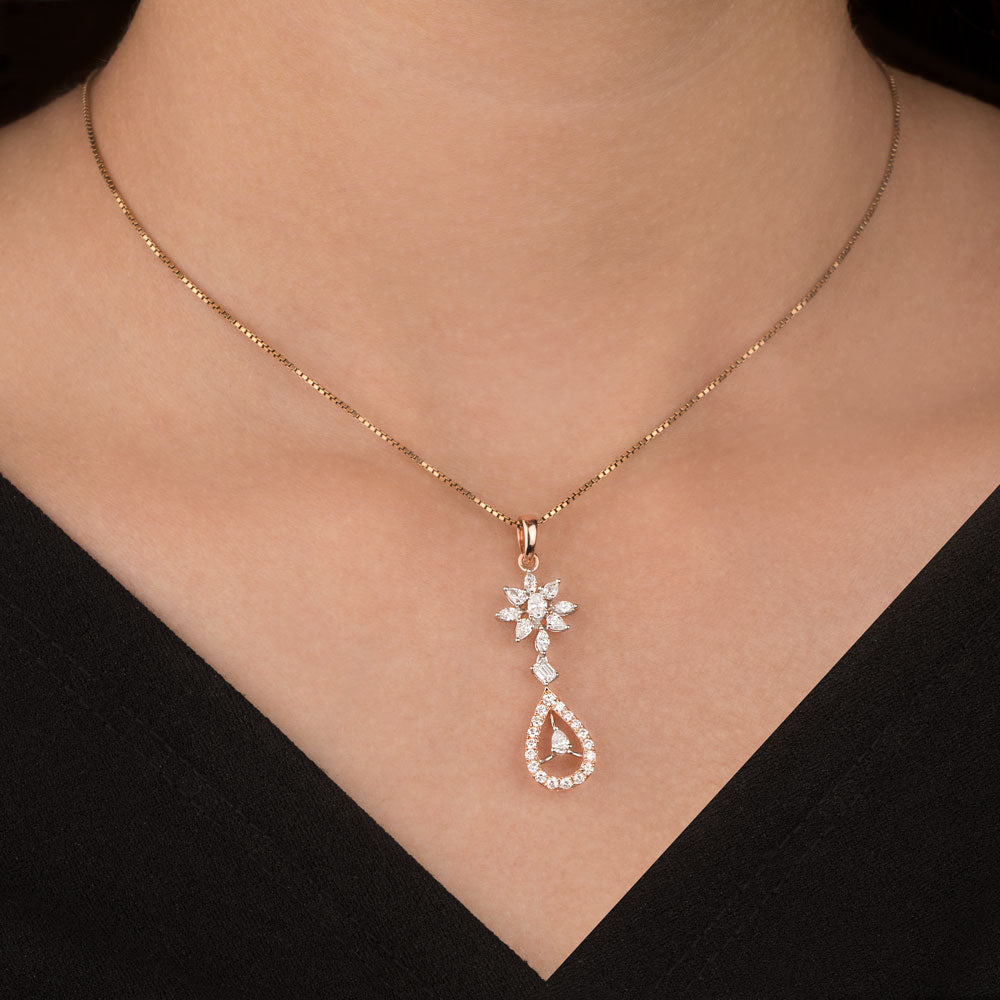 18K Rose Gold Diamond Pendant - 0.866ct VVS-EF