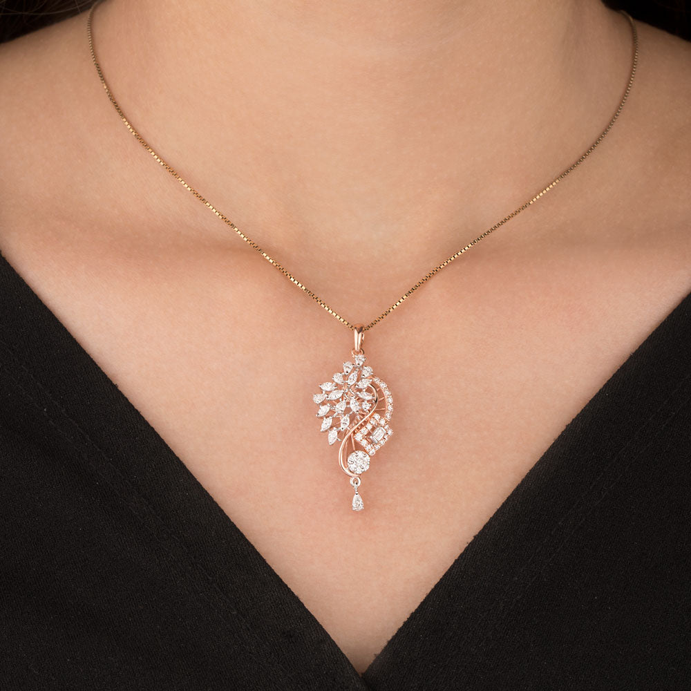 18K Rose Gold Diamond Pendant - 1.178ct VVS-VS-EF