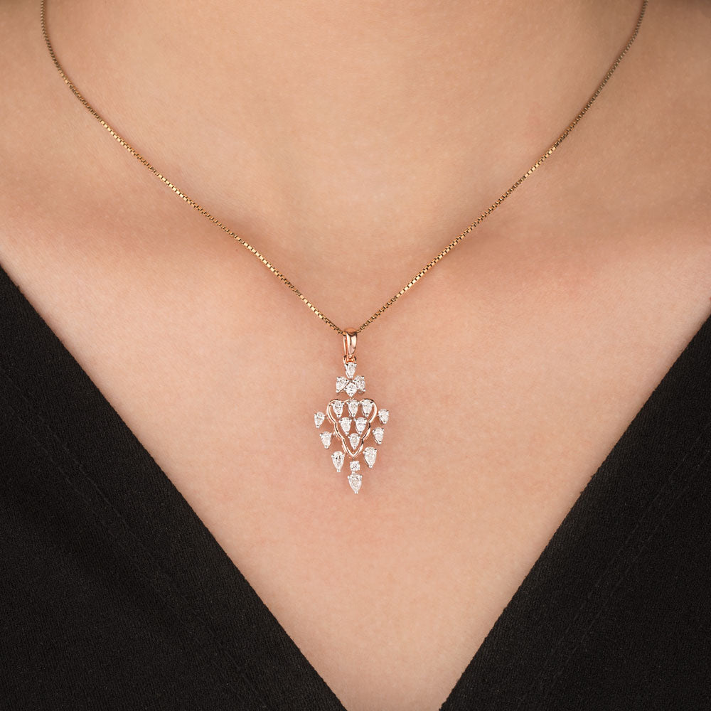 18K Rose Gold Diamond Pendant - 0.855ct VVS-VS-EF
