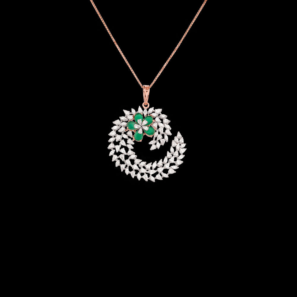 18K Rose Gold Diamond Pendant - 2.805ct VVS-EF with Colour Stones
