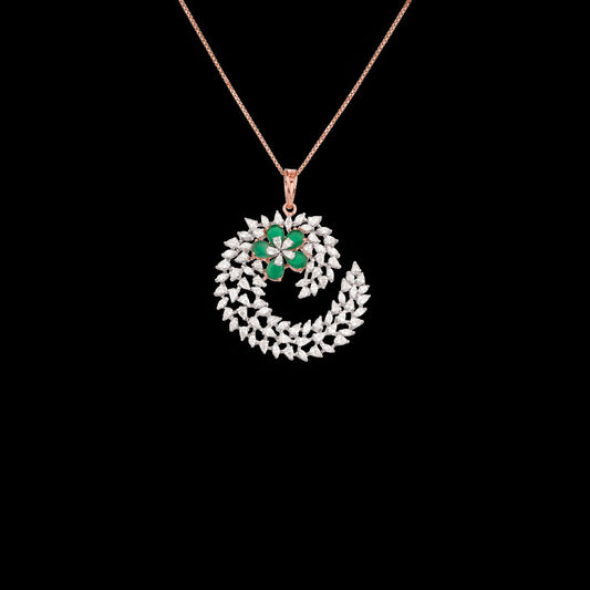 18K Rose Gold Diamond Pendant - 2.805ct VVS-EF with Colour Stones