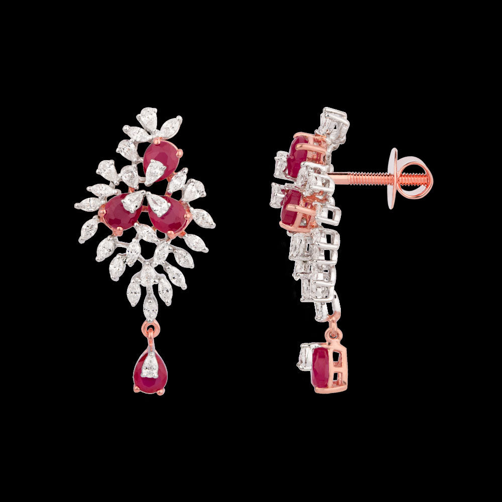 18K Rose Gold Diamond Jewellery - 1.646ct VVS-EF with Colour Stones