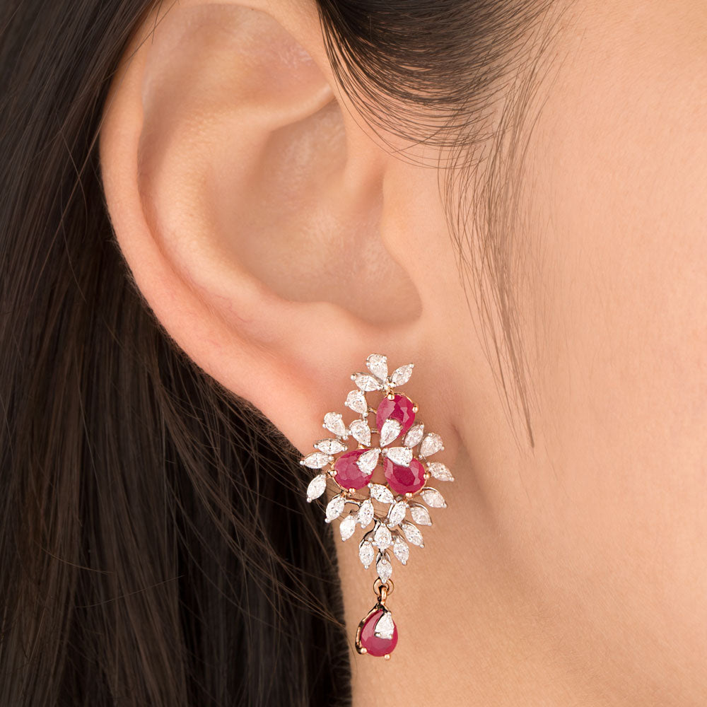18K Rose Gold Diamond Jewellery - 1.646ct VVS-EF with Colour Stones