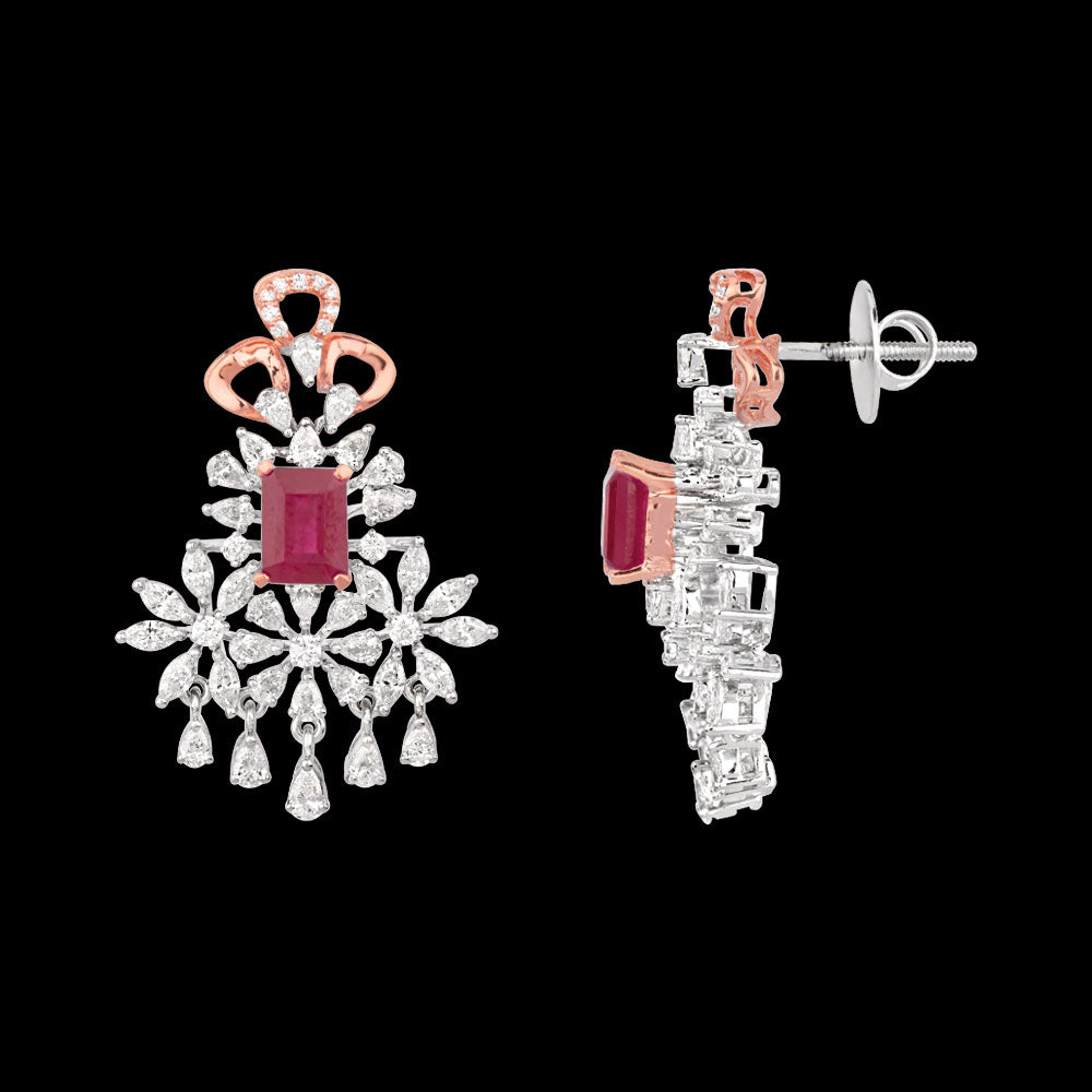 18K Rose Gold Diamond Jewellery - 3.251ct VVS-VS-EF with Colour Stones