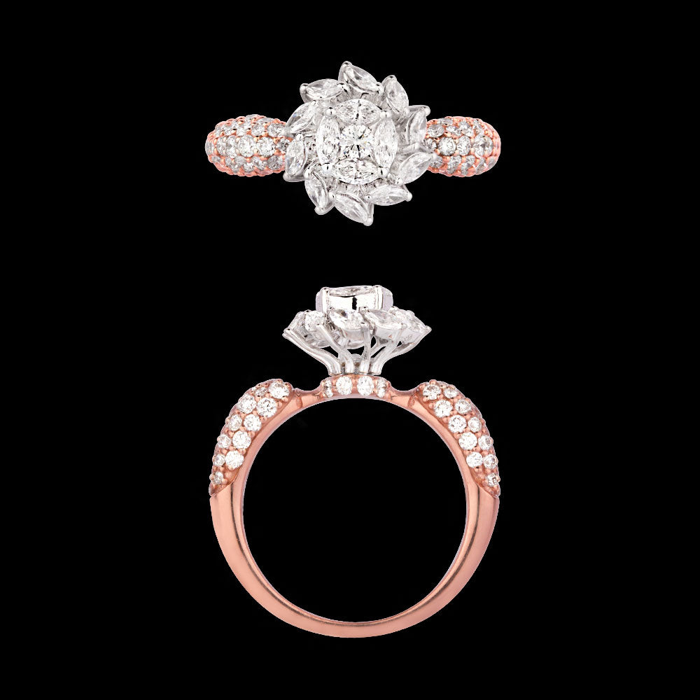 18K Rose Gold Diamond Ring - 1.3ct VVS-EF