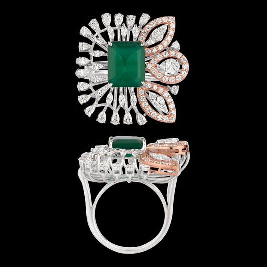 18K Yellow Gold Diamond Ring - 2.106ct VVS-VS-FG with Colour Stones