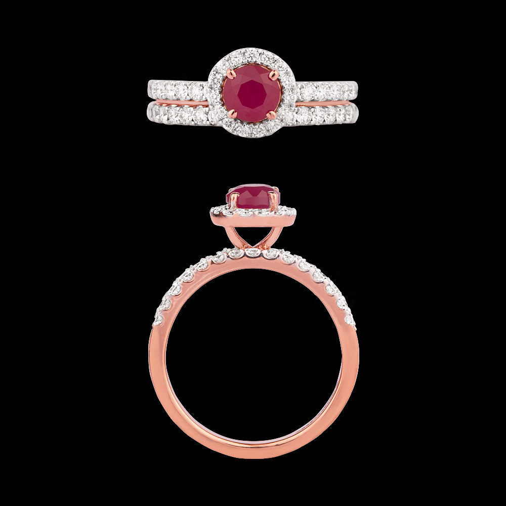18K Rose Gold Diamond Ring - 0.63ct VVS-VS-EF with Colour Stones
