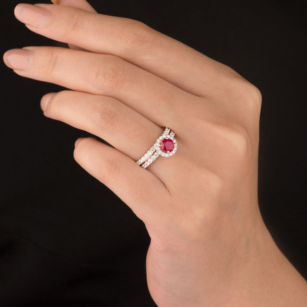 18K Rose Gold Diamond Ring - 0.63ct VVS-VS-EF with Colour Stones
