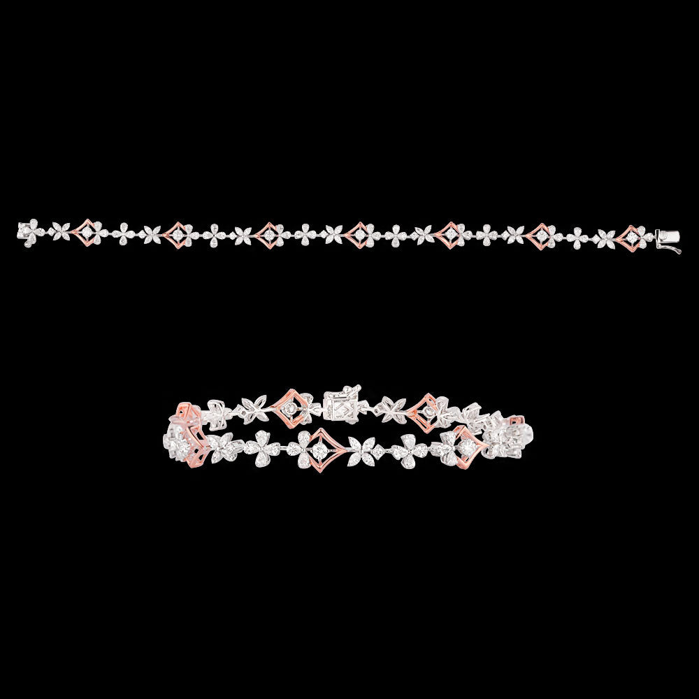 18K Rose Gold Diamond Bracelet - 2.878ct VVS-VS-EF