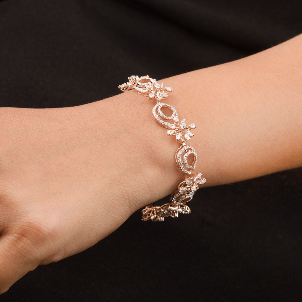 18K Rose Gold Diamond Bracelet - 3.96ct VVS-EF
