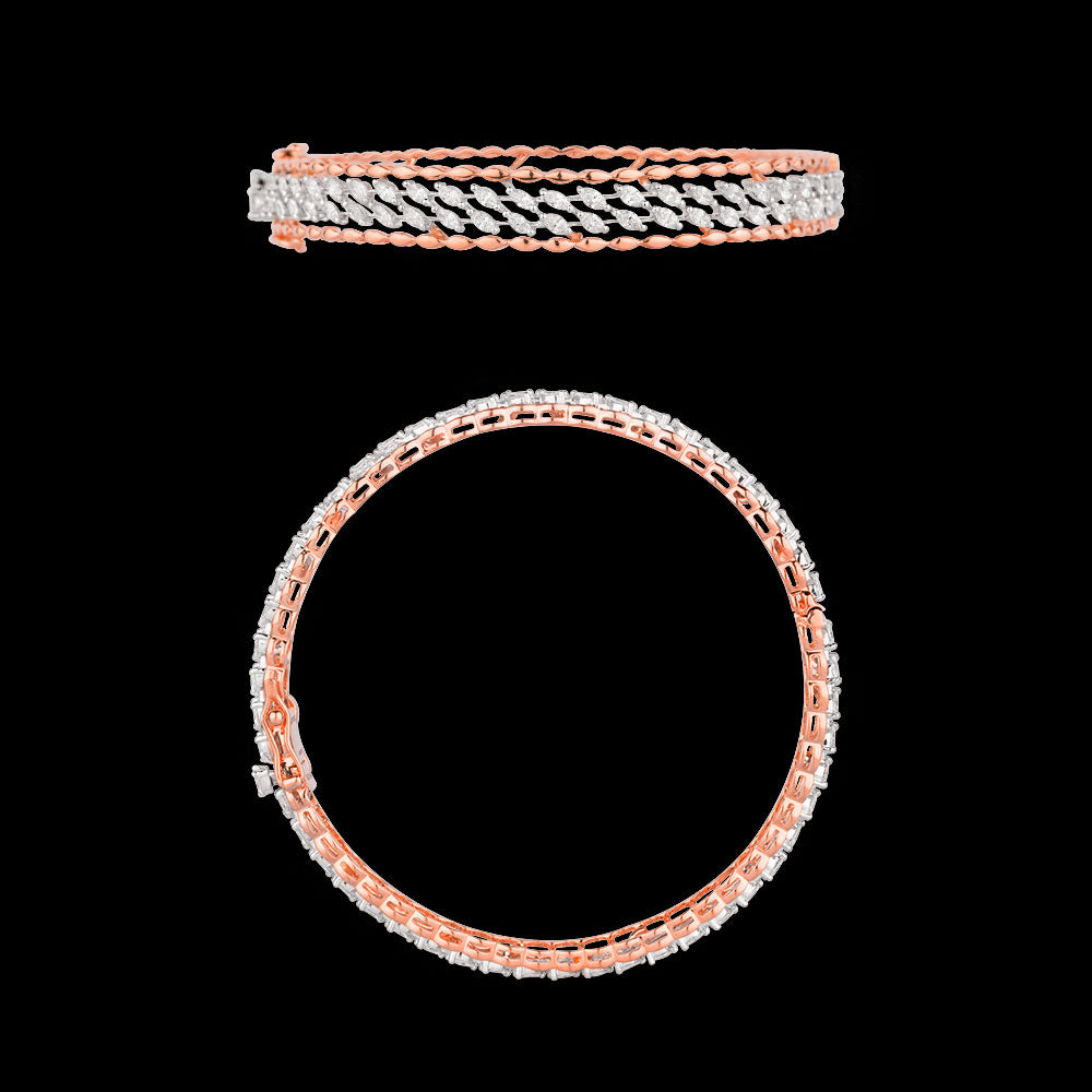 18K Rose Gold Diamond Bangle - 3.57ct VVS-EF