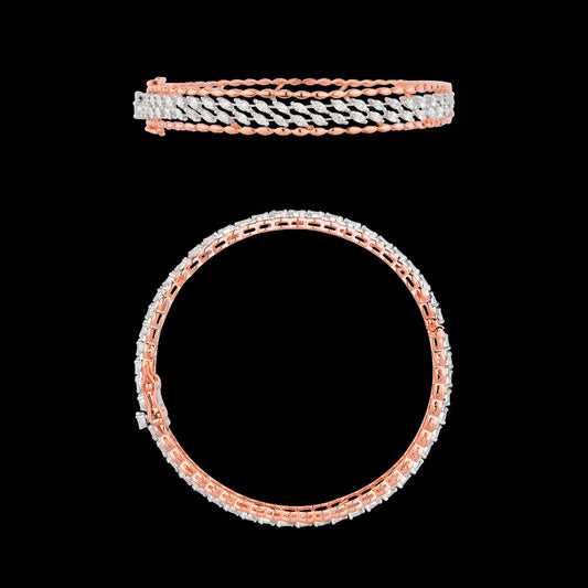 18K Rose Gold Diamond Bangle - 3.57ct VVS-EF