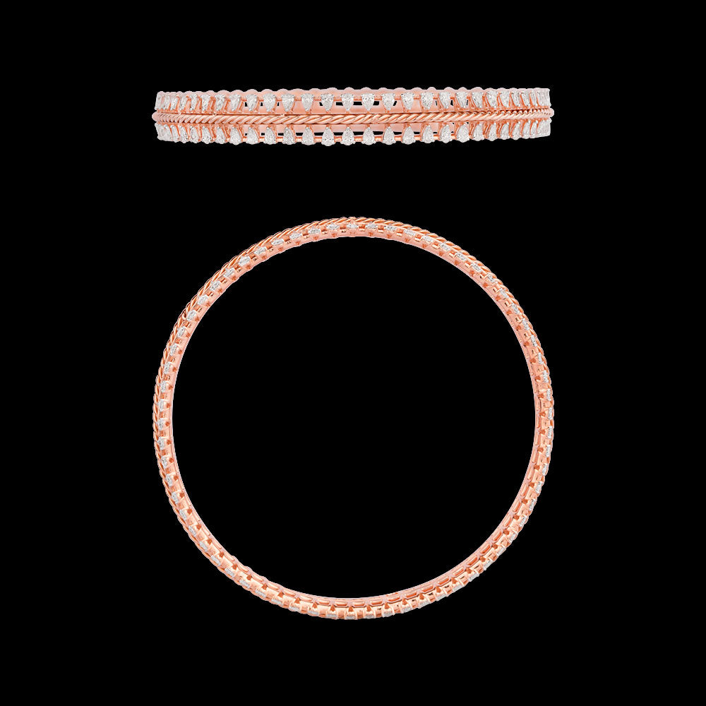 18K Rose Gold Diamond Bangle - 3.71ct VVS-EF