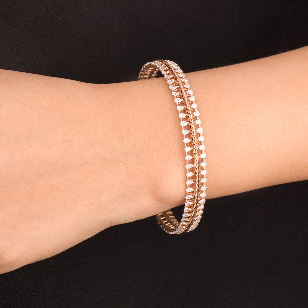 18K Rose Gold Diamond Bangle - 3.71ct VVS-EF