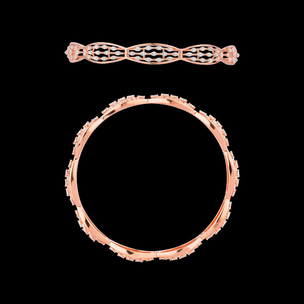 18K Rose Gold Diamond Bangle - 2.46ct VVS-EF