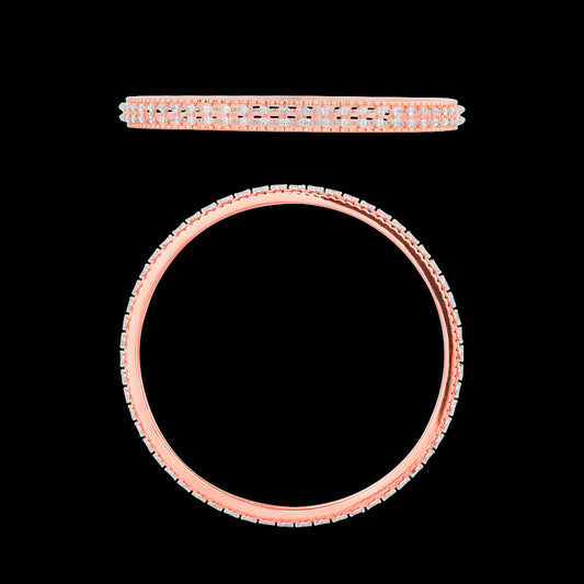 18K Rose Gold Diamond Bangle - 2.78ct VVS-EF