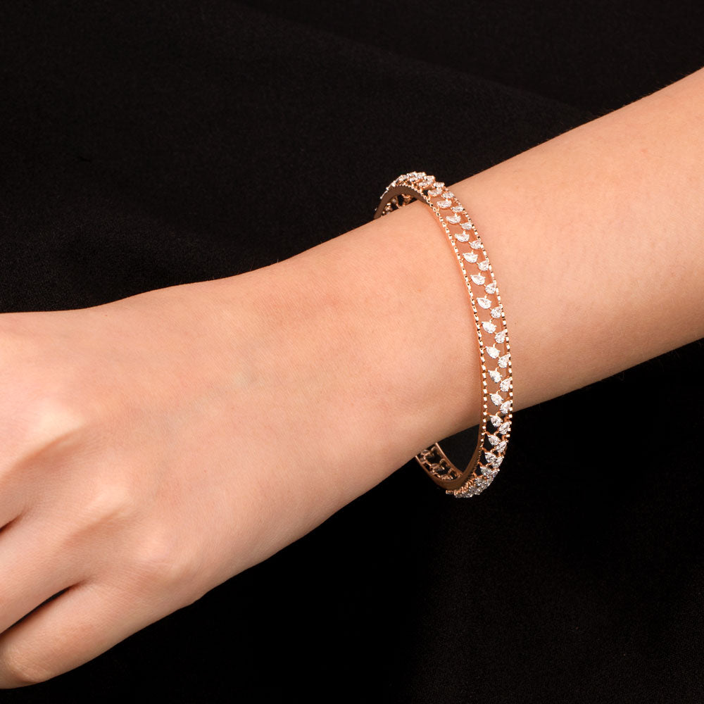 18K Rose Gold Diamond Bangle - 4ct VVS-FG