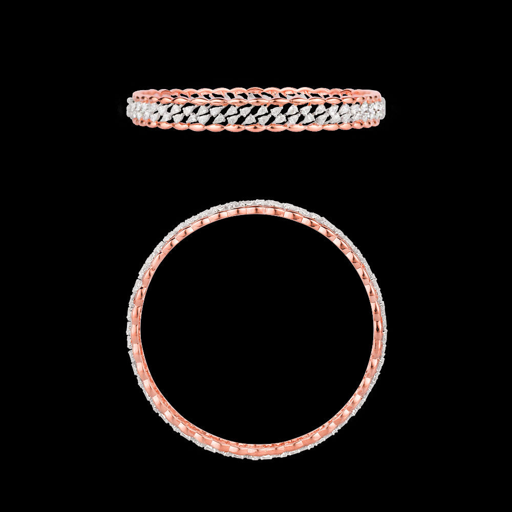 18K Two Tone Gold Diamond Bangle - 4.09ct VVS-EF