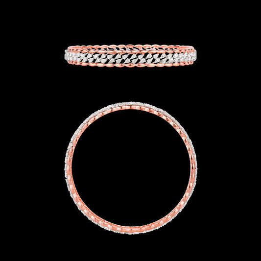 18K Two Tone Gold Diamond Bangle - 4.09ct VVS-EF