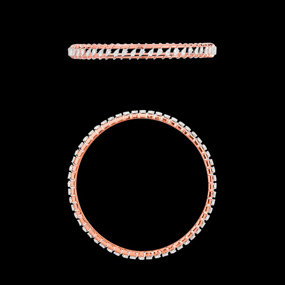 18K Rose Gold Diamond Bangle - 2.88ct VVS-EF