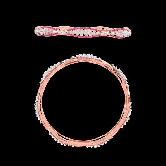 18K Rose Gold Diamond Bangle - 1.88ct VVS-EF with Colour Stones