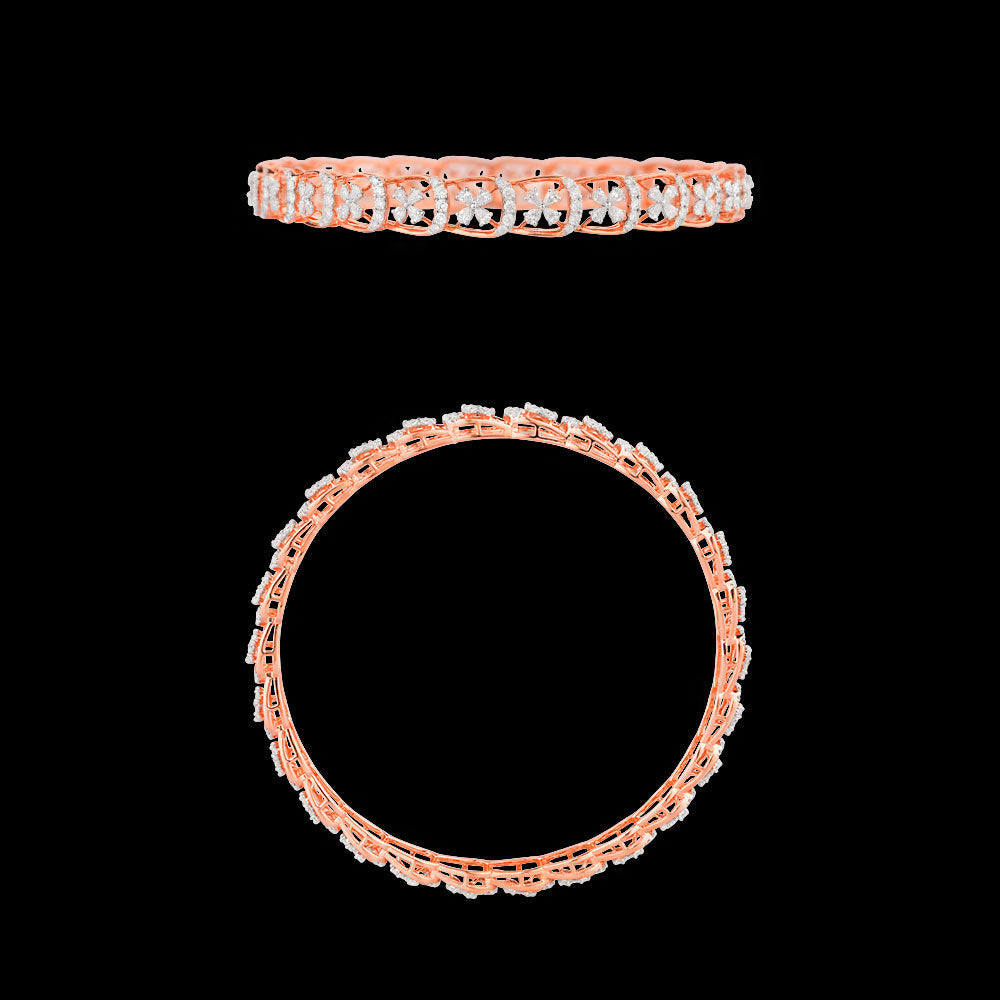 18K Rose Gold Diamond Bangle - 3.67ct VVS-EF
