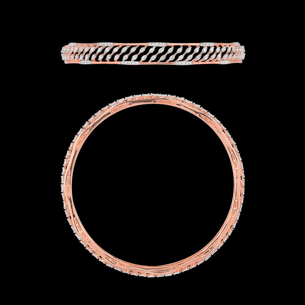 18K Rose Gold Diamond Bangle - 3.19ct VVS-EF