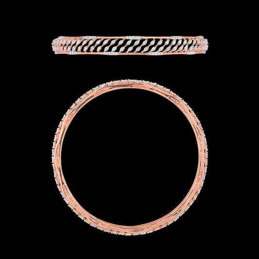 18K Rose Gold Diamond Bangle - 3.19ct VVS-EF