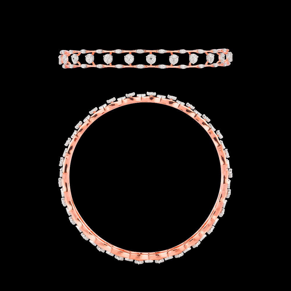 18K Rose Gold Diamond Bangle - 2.75ct VVS-FG