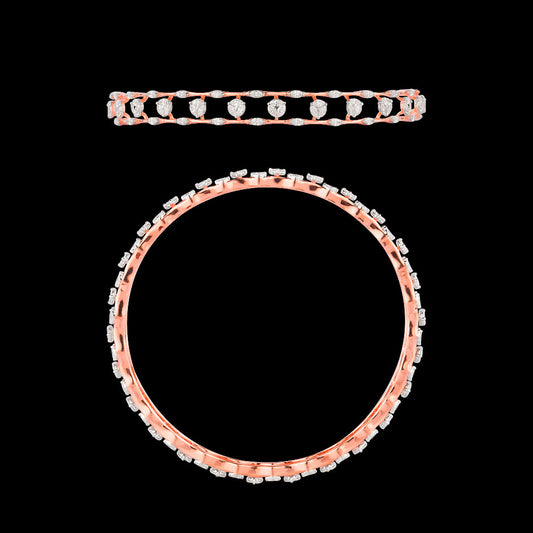 18K Rose Gold Diamond Bangle - 2.75ct VVS-FG