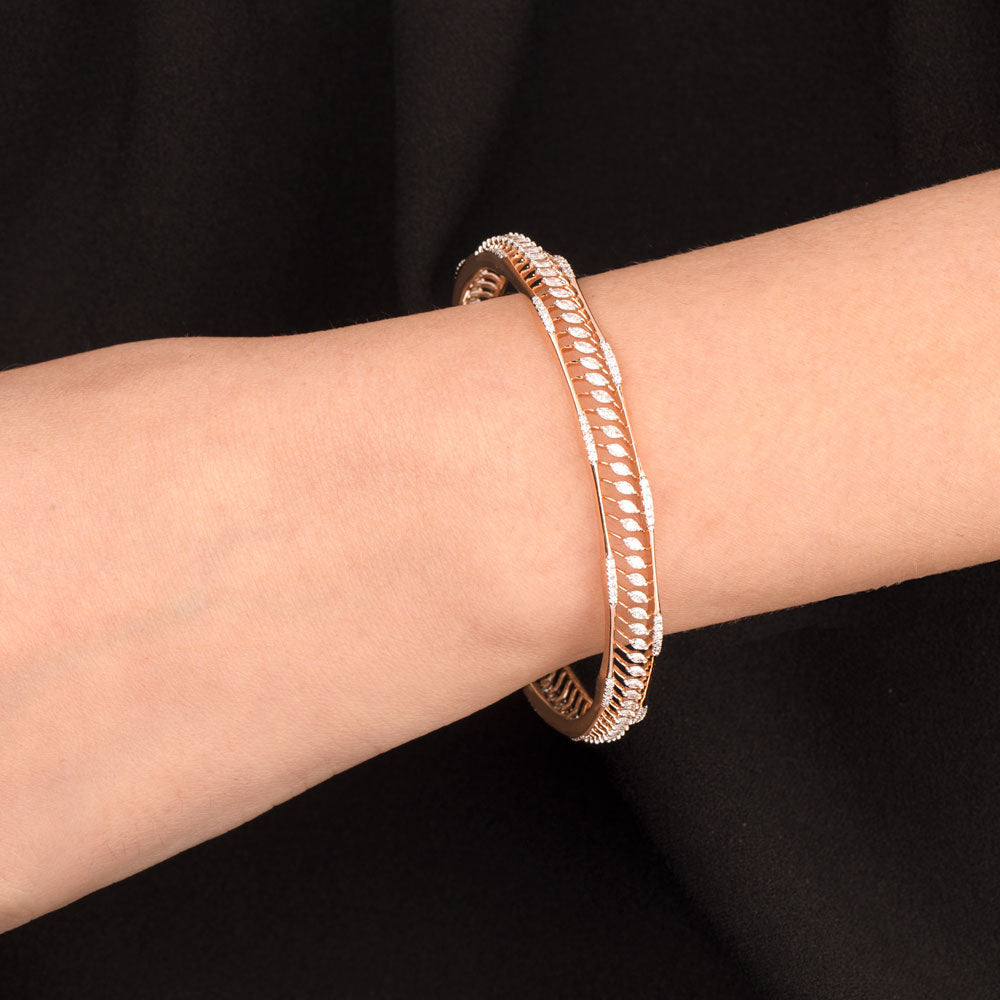18K Rose Gold Diamond Bangle - 2.44ct VVS-EF